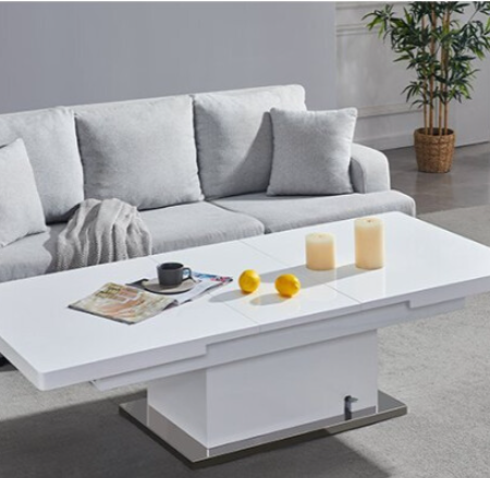 Smart Convertible White Glass Dining Table